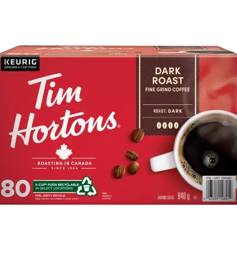 Tim Hortons Dark Roast K-Cup Pods, 80 count